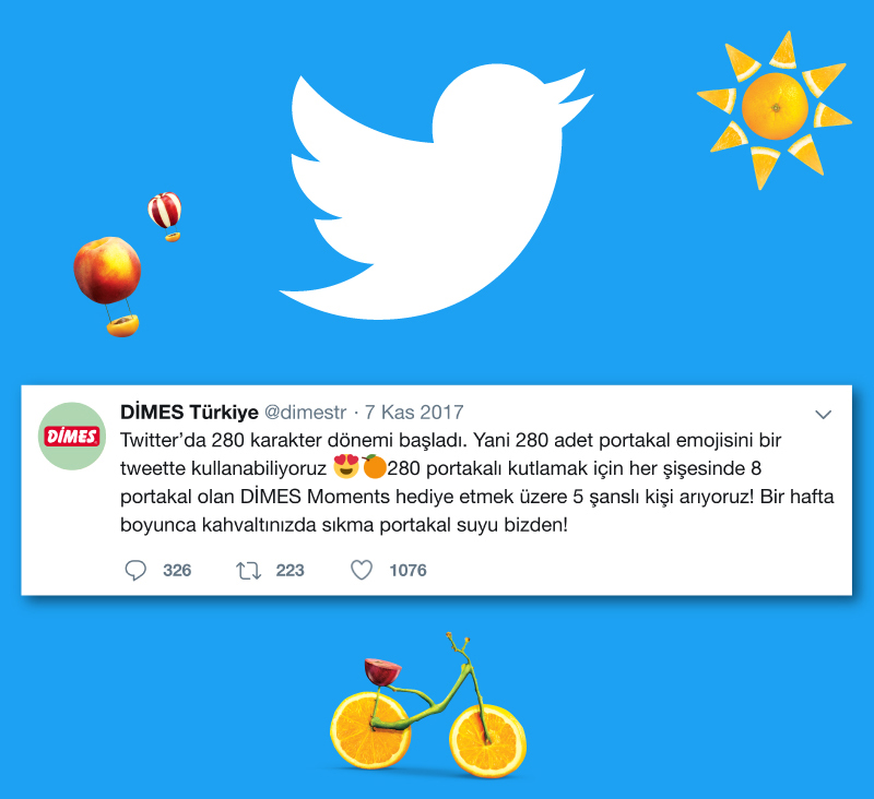 DİMES — Twitter Karakter Limitini Artırdı, Dimes Gerçek Zamanlı Tüketici Kampanyası ile Kutladı — image 1 of 1